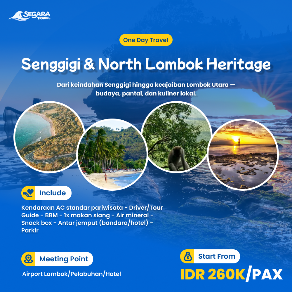 Wisata Pantai Senggigi Pura Batu Bolong Pusuk Pass Lombok Utara